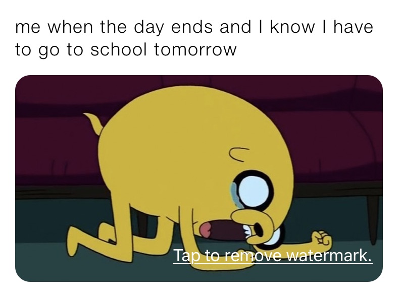 me when the day ends and I know I have to go to school tomorrow 