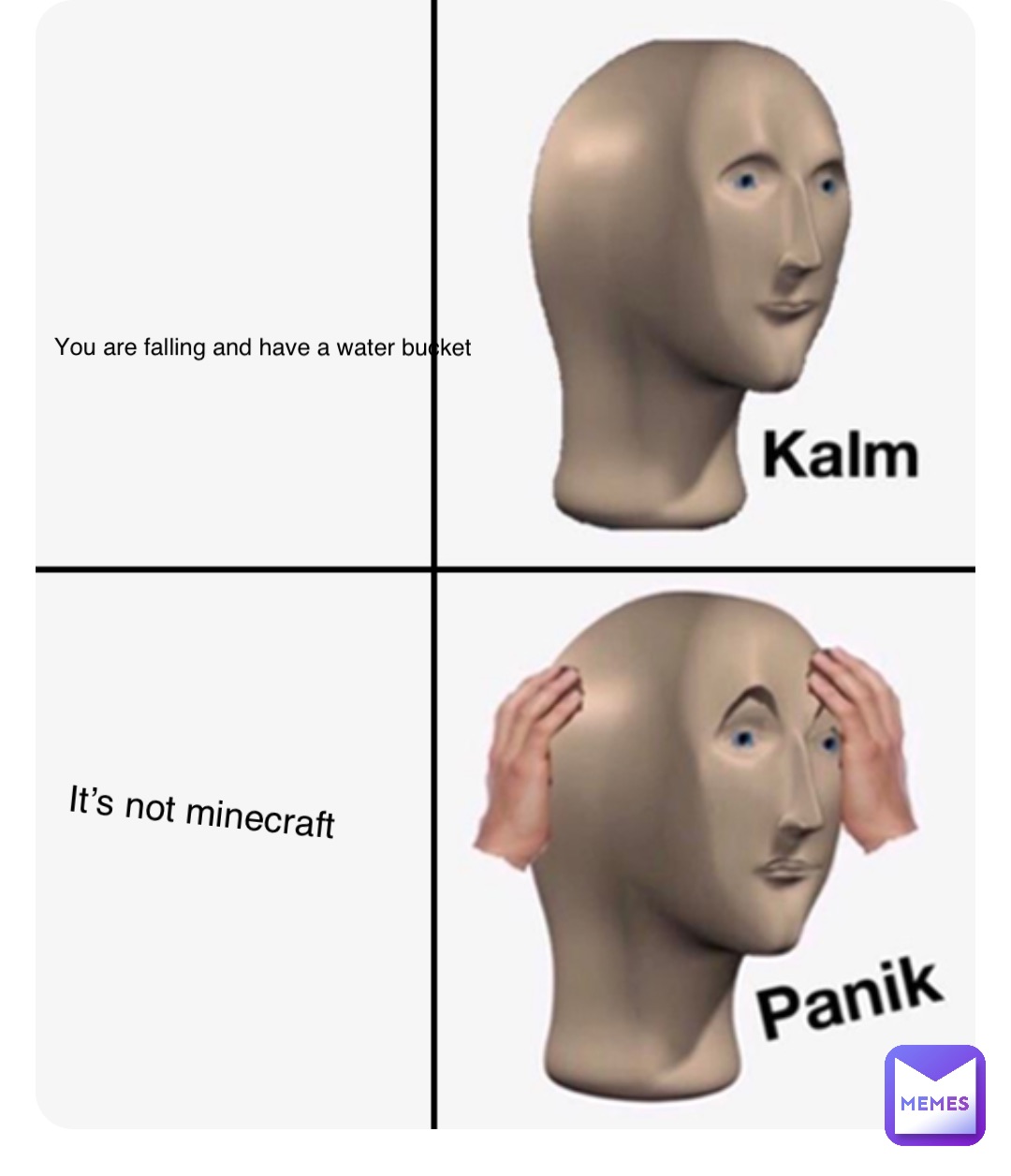 Double tap to edit You are falling and have a water bucket It’s not