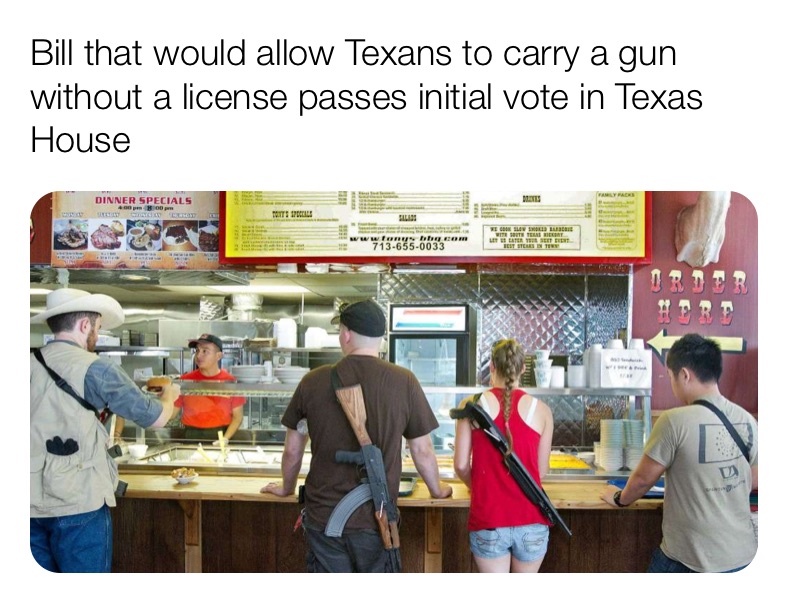 Bill that would allow Texans to carry a gun without a license passes initial vote in Texas House