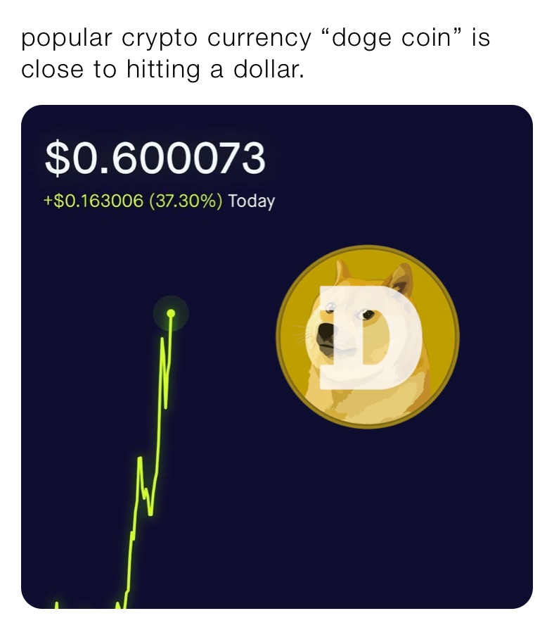 popular crypto currency “doge coin” is close to hitting a dollar. 