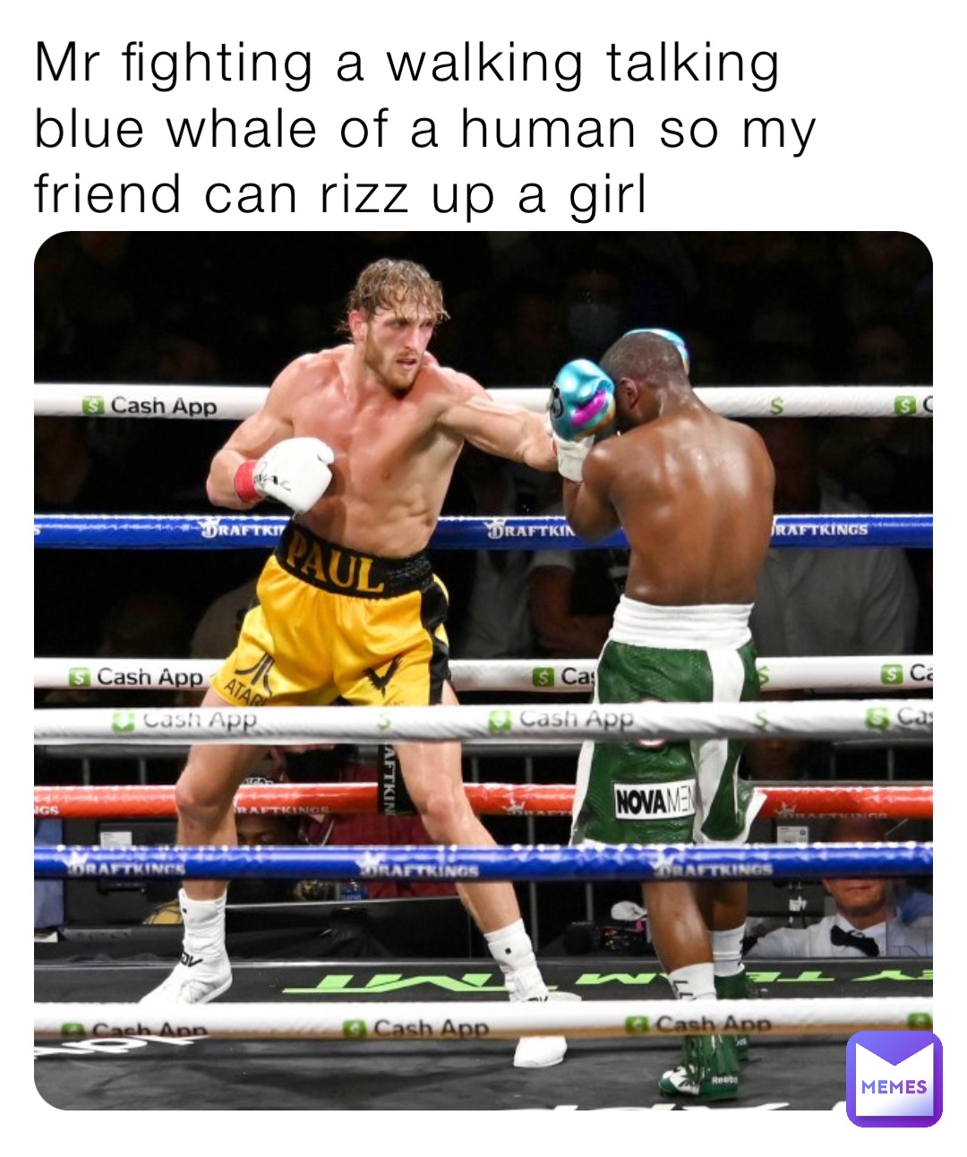 Mr fighting a walking talking blue whale of a human so my friend can rizz up a girl