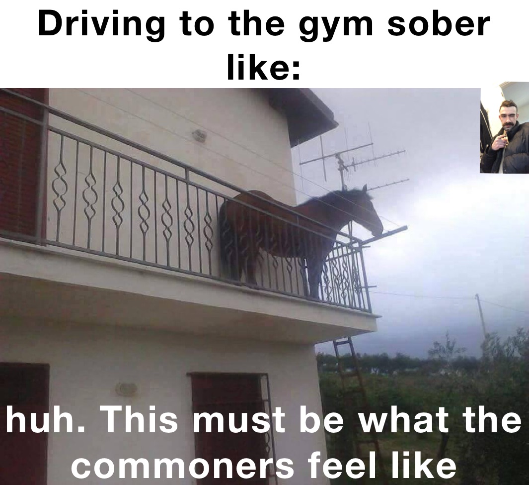 Driving to the gym sober like: huh. This must be what the commoners feel like