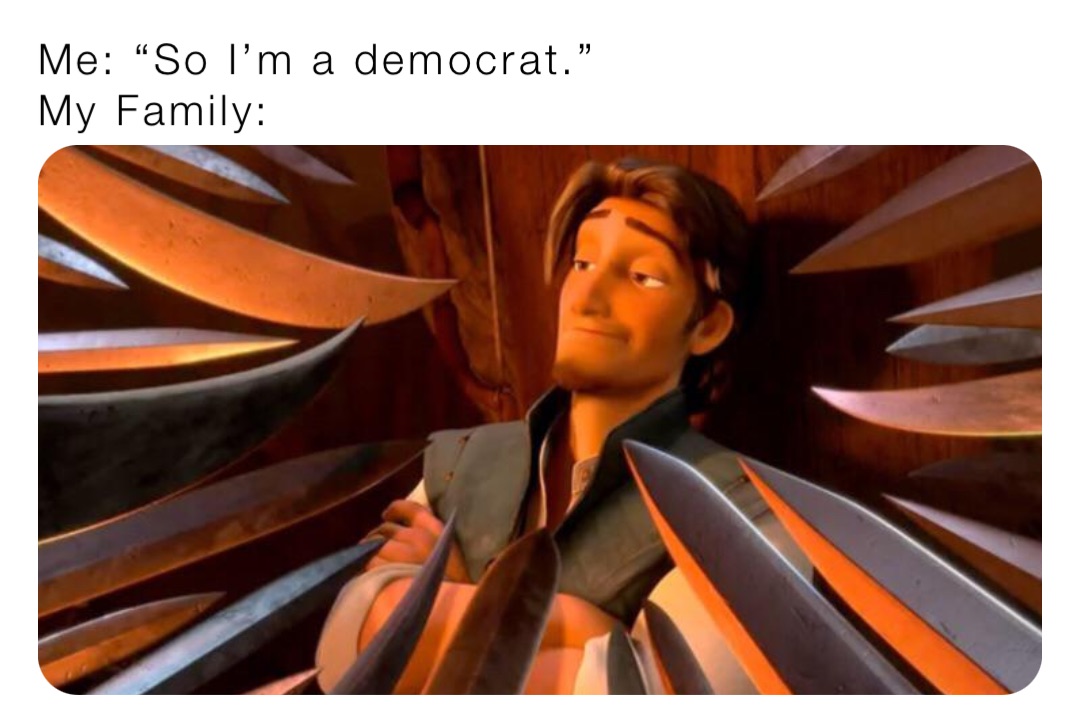 Me: “So I’m a democrat.”
My Family: