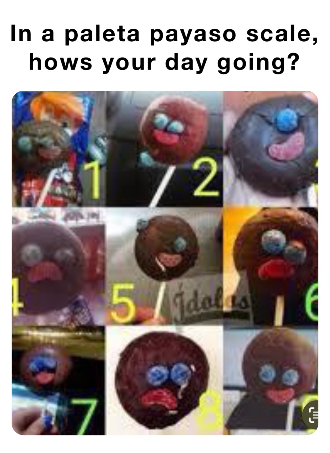In a paleta payaso scale,
hows your day going?