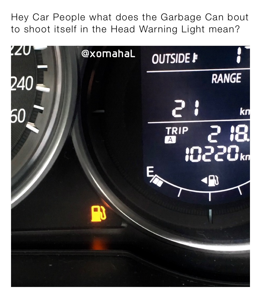 Hey Car People what does the Garbage Can bout to shoot itself in the Head Warning Light mean?