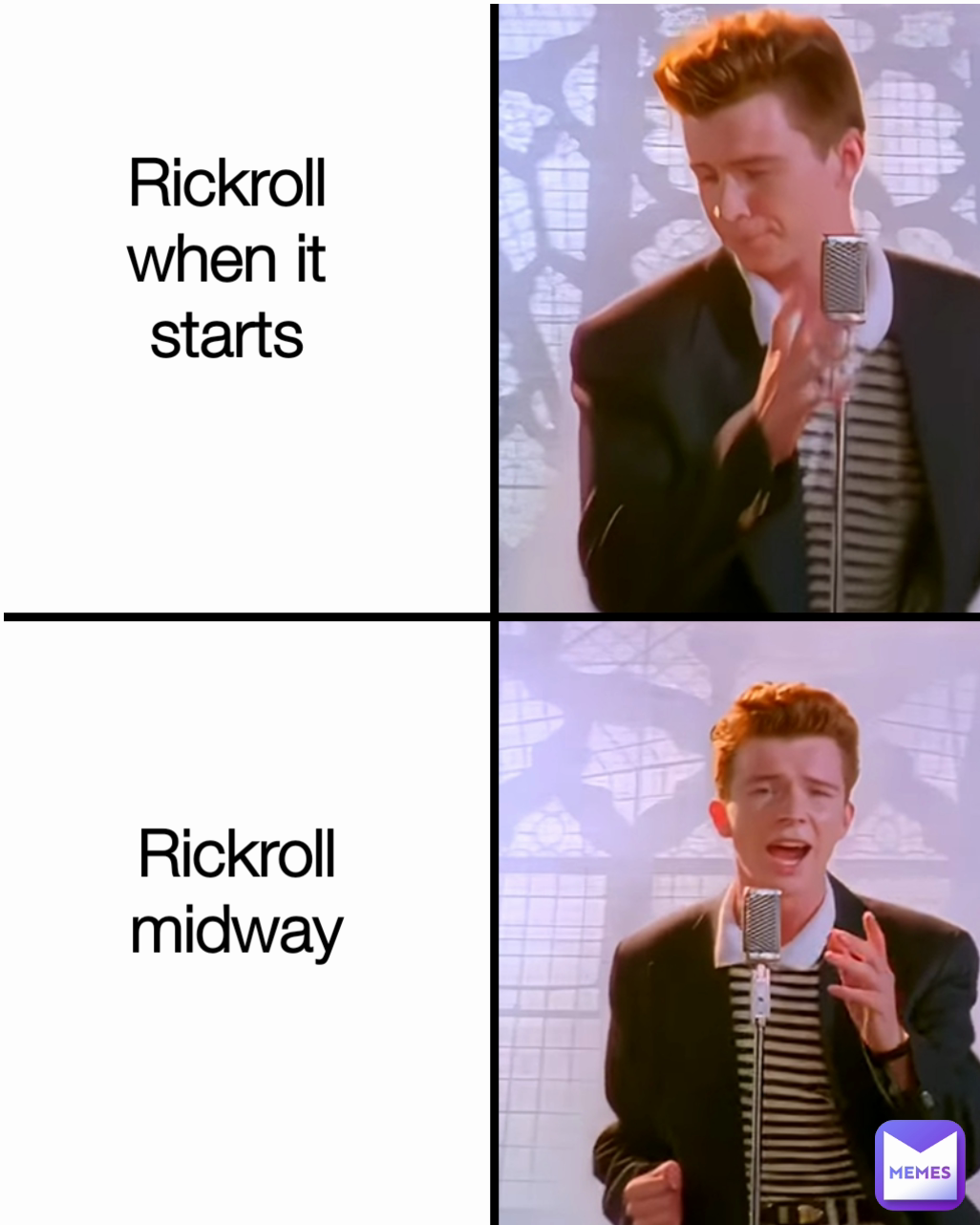 Rickroll midway Type Text Rickroll when it starts