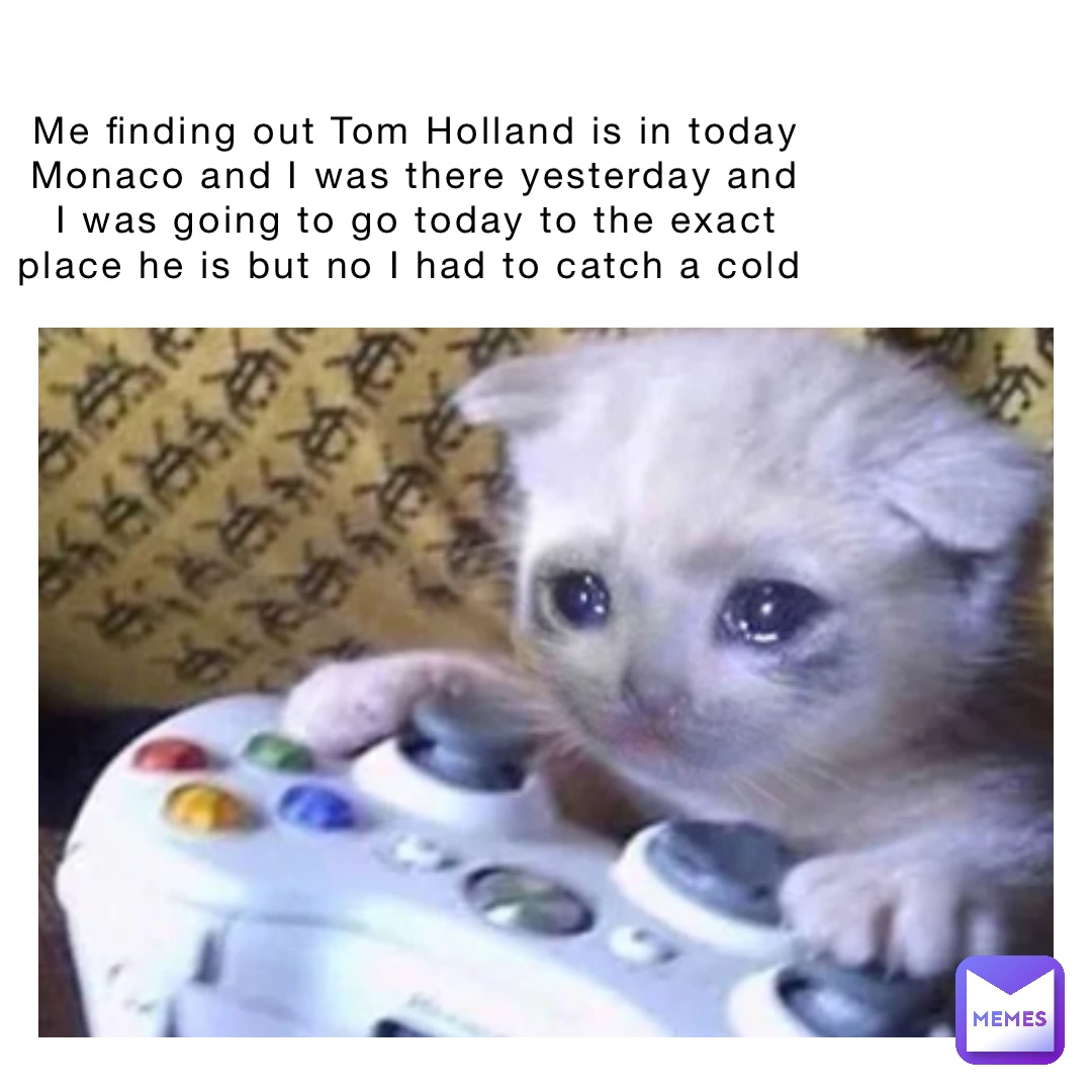 Me finding out Tom Holland is in today Monaco and I was there yesterday and I was going to go today to the exact place he is but no I had to catch a cold