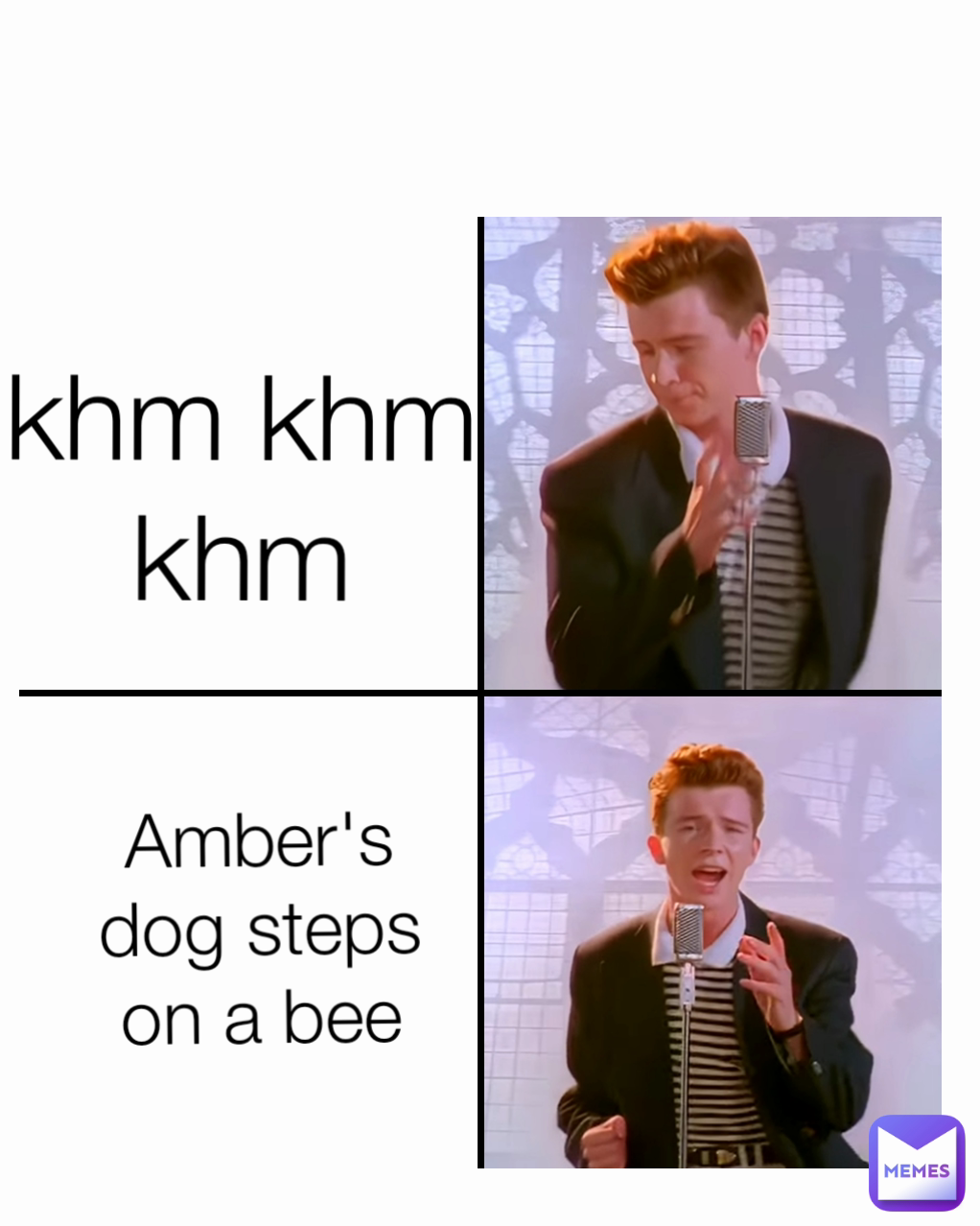 Amber's dog steps on a bee 
khm khm khm