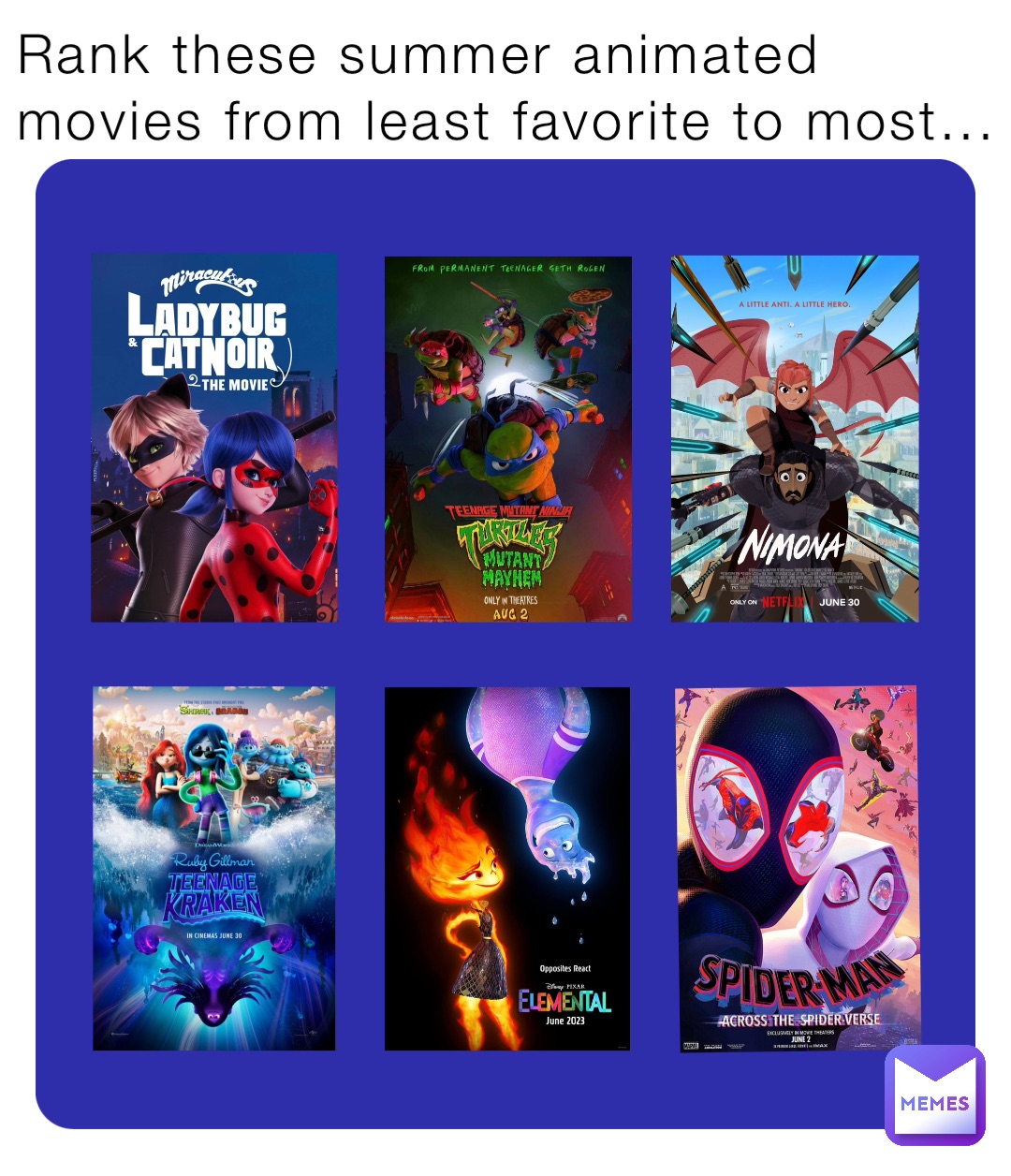 Rank these summer animated movies from least favorite to most ...