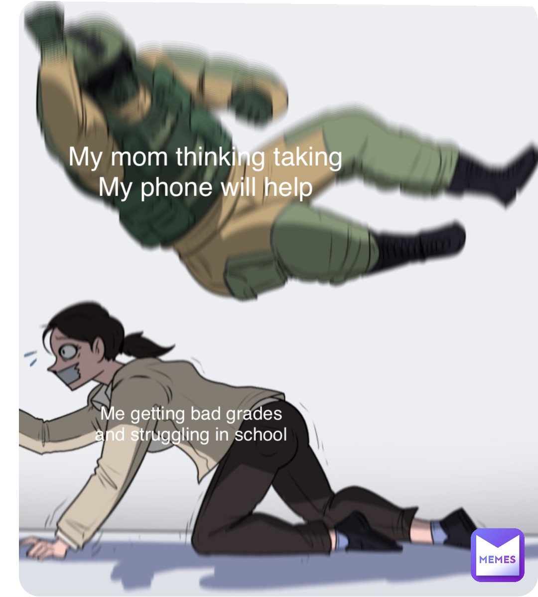 Double tap to edit Me getting bad grades
and struggling in school My mom thinking taking
My phone will help
