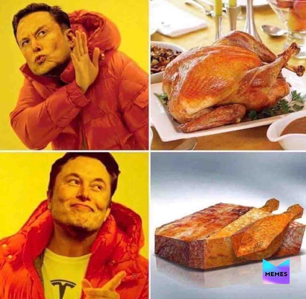 Happy Thanksgiving!
@memes   #cybertruck  #tesla     #elonmusk   #funny   #funnymemes   #memes   #meme   #kraftpunkd  #thanksgiving  #happythanksgiving