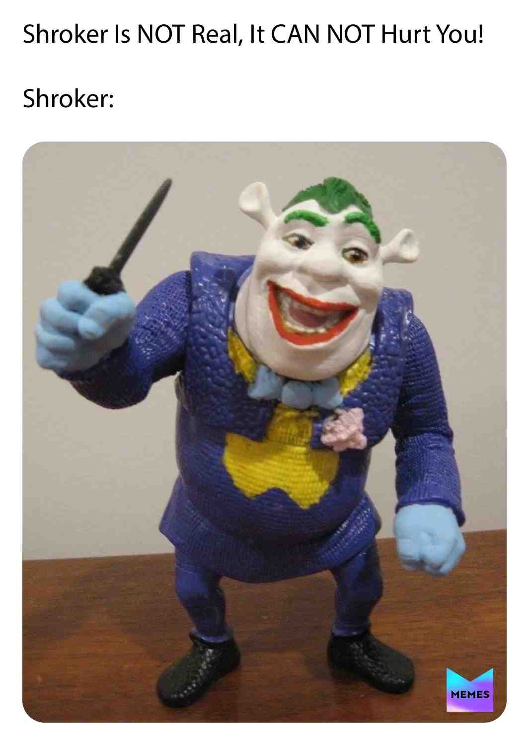 SHROKER! 
 #joker  #shrek  #ItIsNotReal  #Shroker  #Meme  #memes  #memesdaily  #funny  #funnymemes  #itcanthurtyou  #dc  #kraftpunkd