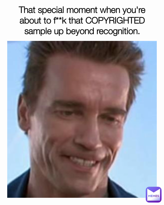 That special moment when you're about to f**k that COPYRIGHTED sample up beyond recognition.
