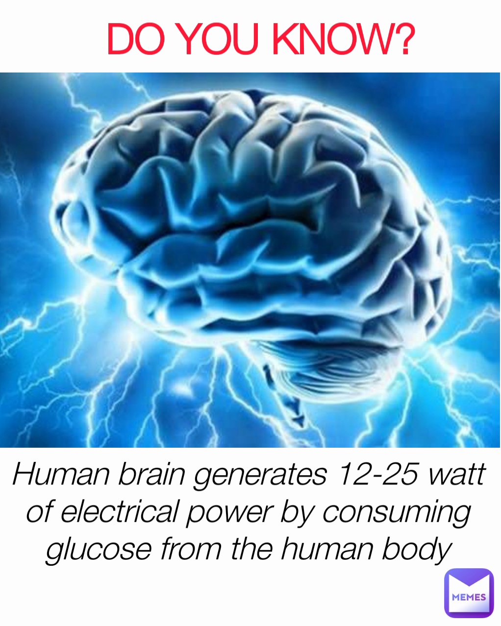 Human brain generates 12-25 watt of electrical power by consuming glucose from the human body DO YOU KNOW?
