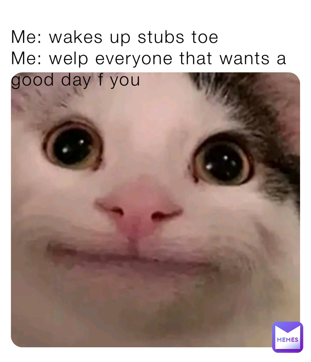 Me: wakes up stubs toe 
Me: welp everyone that wants a good day f you