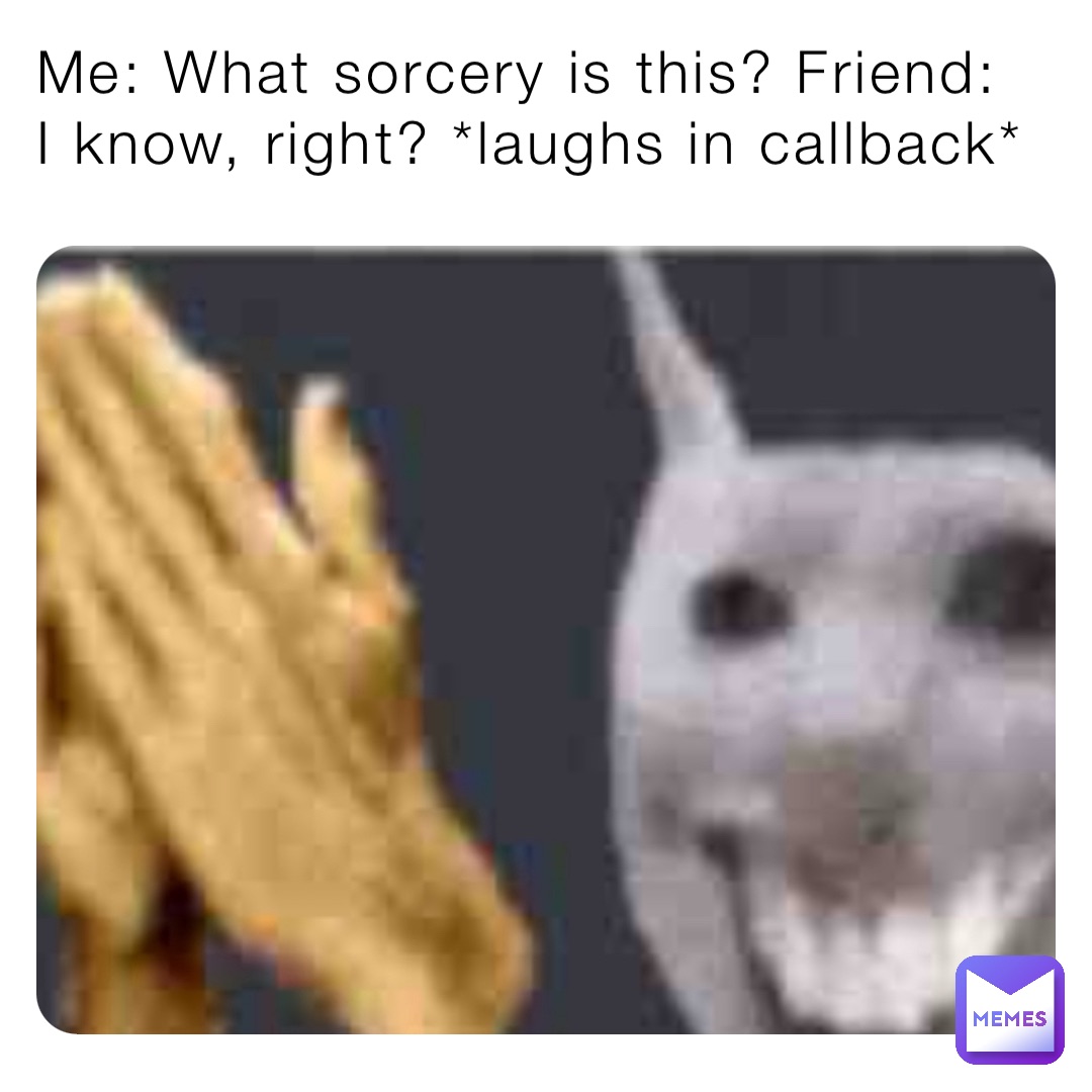 Me: What sorcery is this? Friend: I know, right? *laughs in callback*