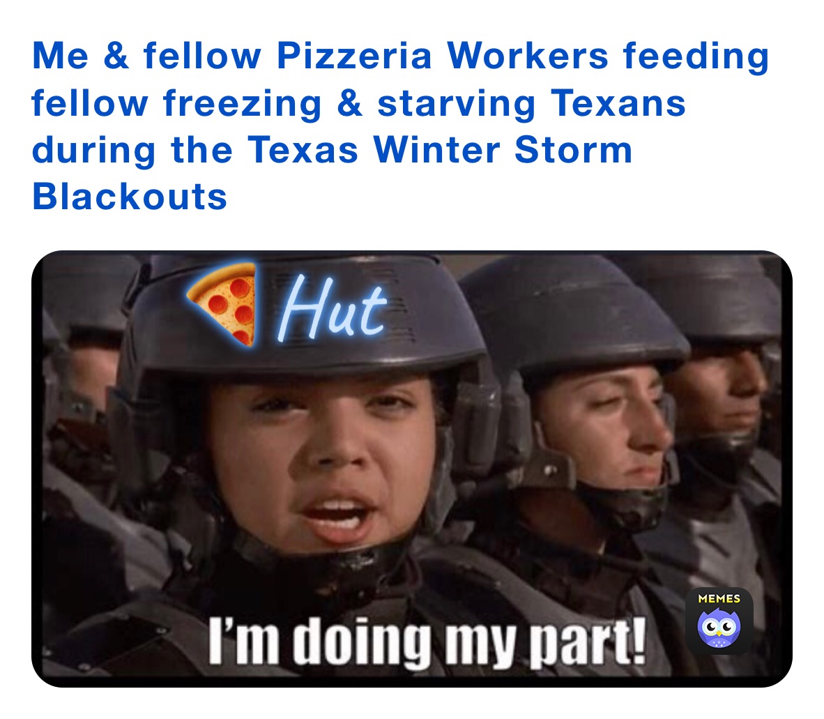 Me & fellow Pizzeria Workers feeding fellow freezing & starving Texans during the Texas Winter Storm Blackouts