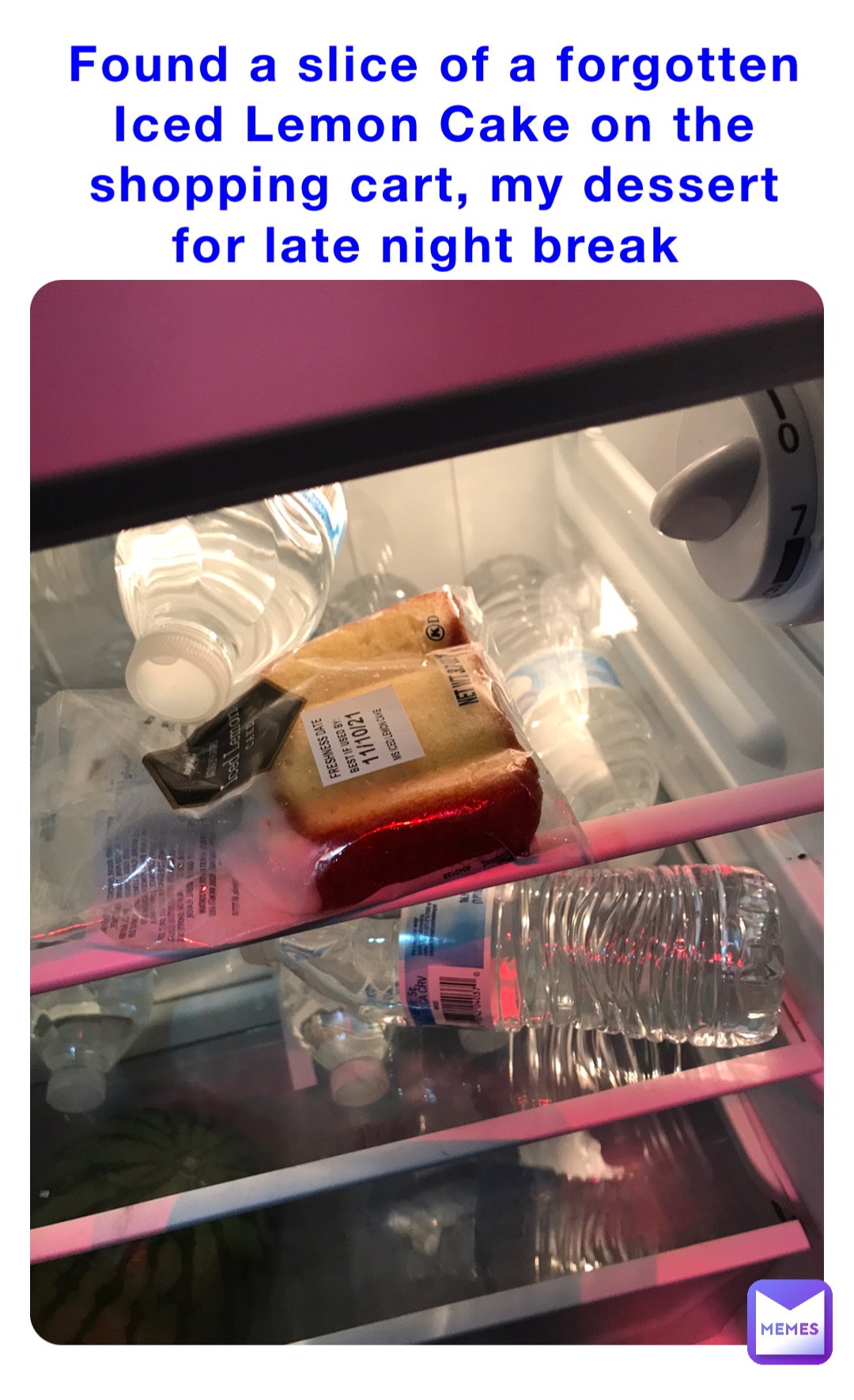 Found a slice of a Iced Lemon Cake on the shopping cart, my dessert for late night