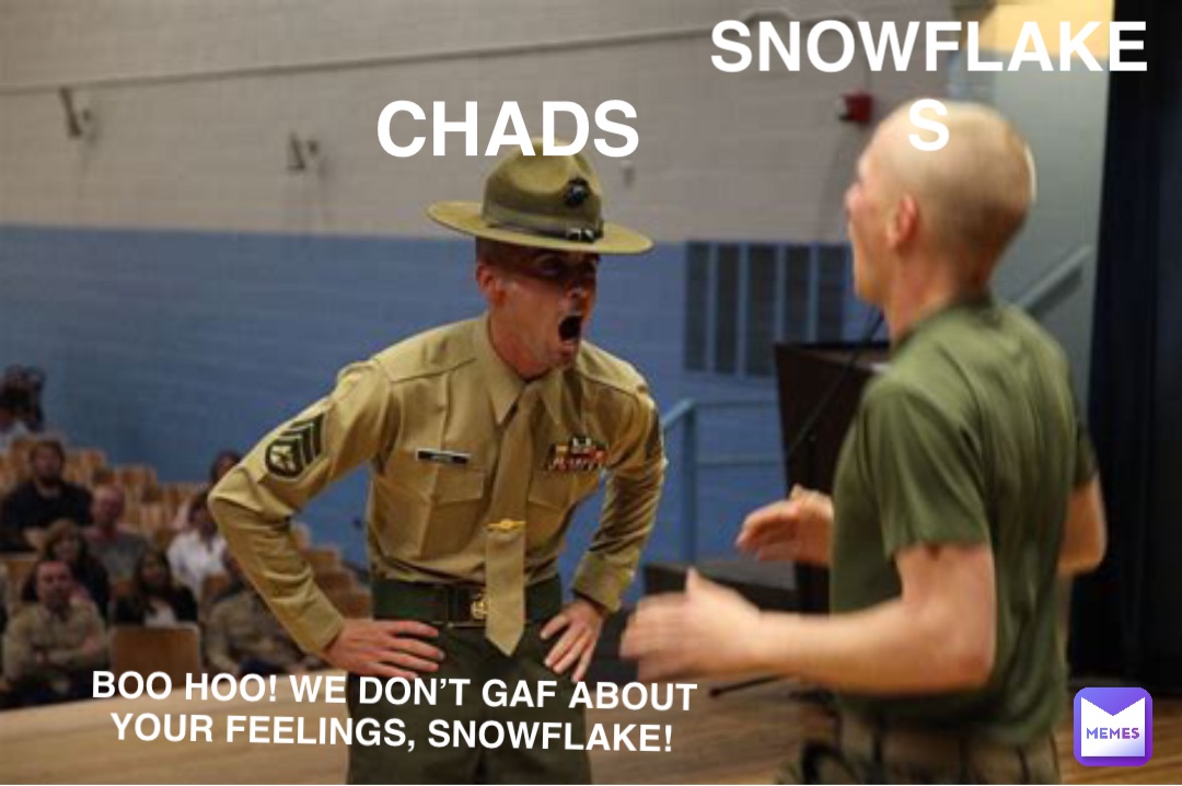 SNOWFLAKES Chads BOO HOO! WE DON’T GAF about YOUR FEELINGS, SNOWFLAKE!