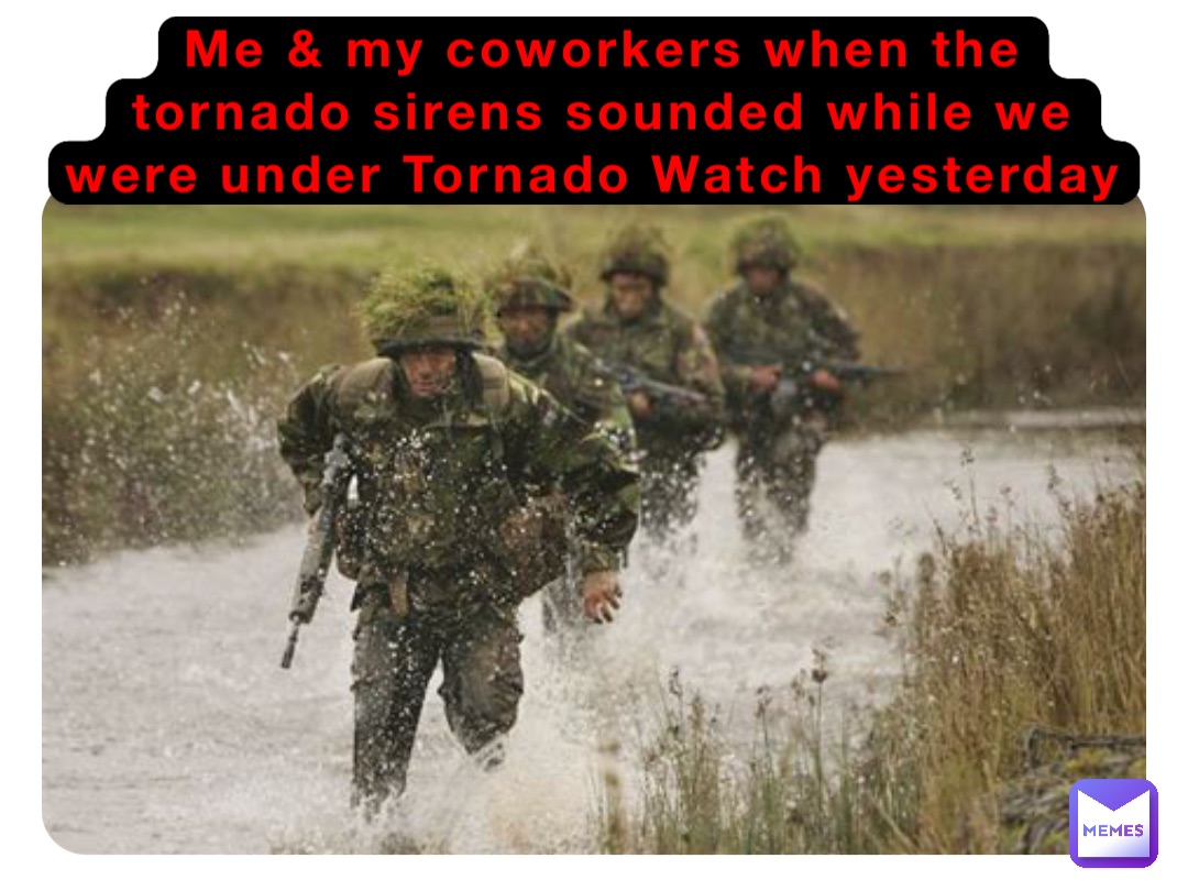 Me & my coworkers when the tornado sirens sounded while we were under Tornado Watch yesterday
