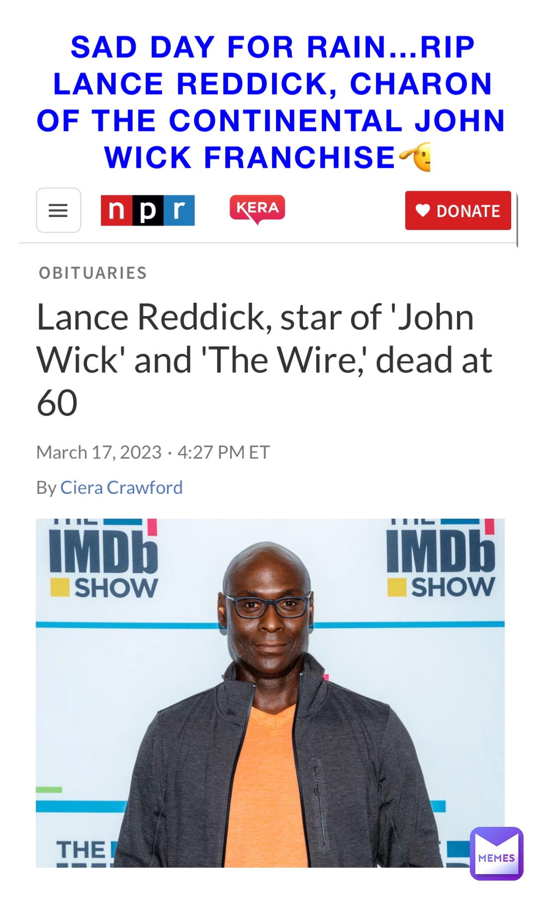 Sad day for rain…RIP Lance Reddick, Charon of The Continental John Wick franchise🫡
