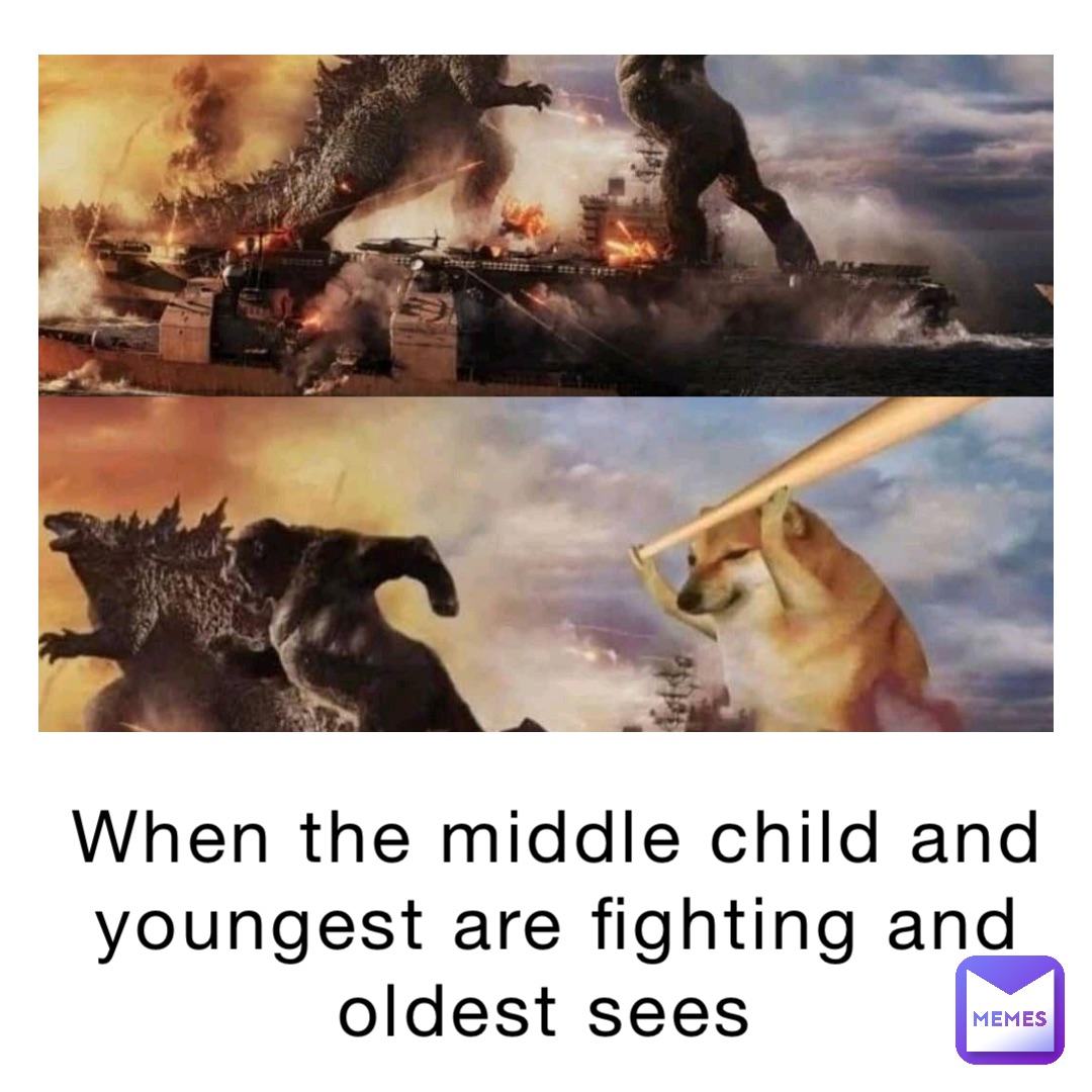 When the middle child and youngest are fighting and oldest sees