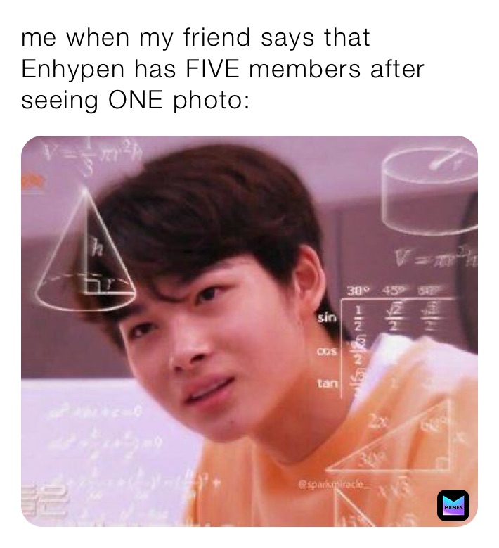me when my friend says that Enhypen has FIVE members after seeing ONE photo: