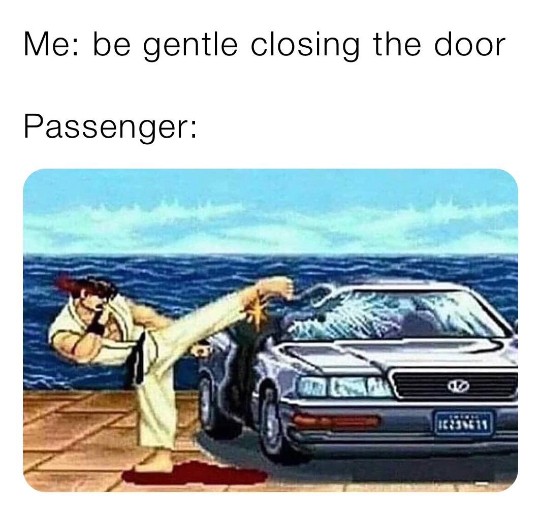 Me: be gentle closing the door

Passenger: