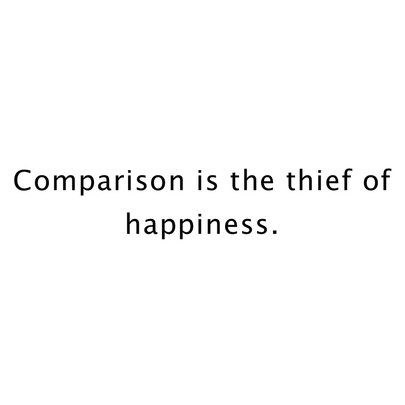 Comparison is the thief of happiness. 