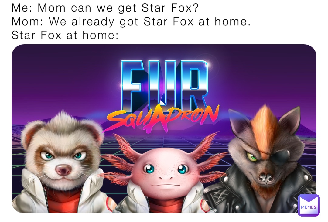 Me: Mom can we get Star Fox?
Mom: We already got Star Fox at home.
Star Fox at home: