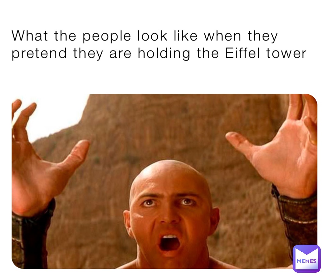 What the people look like when they pretend they are holding the Eiffel tower