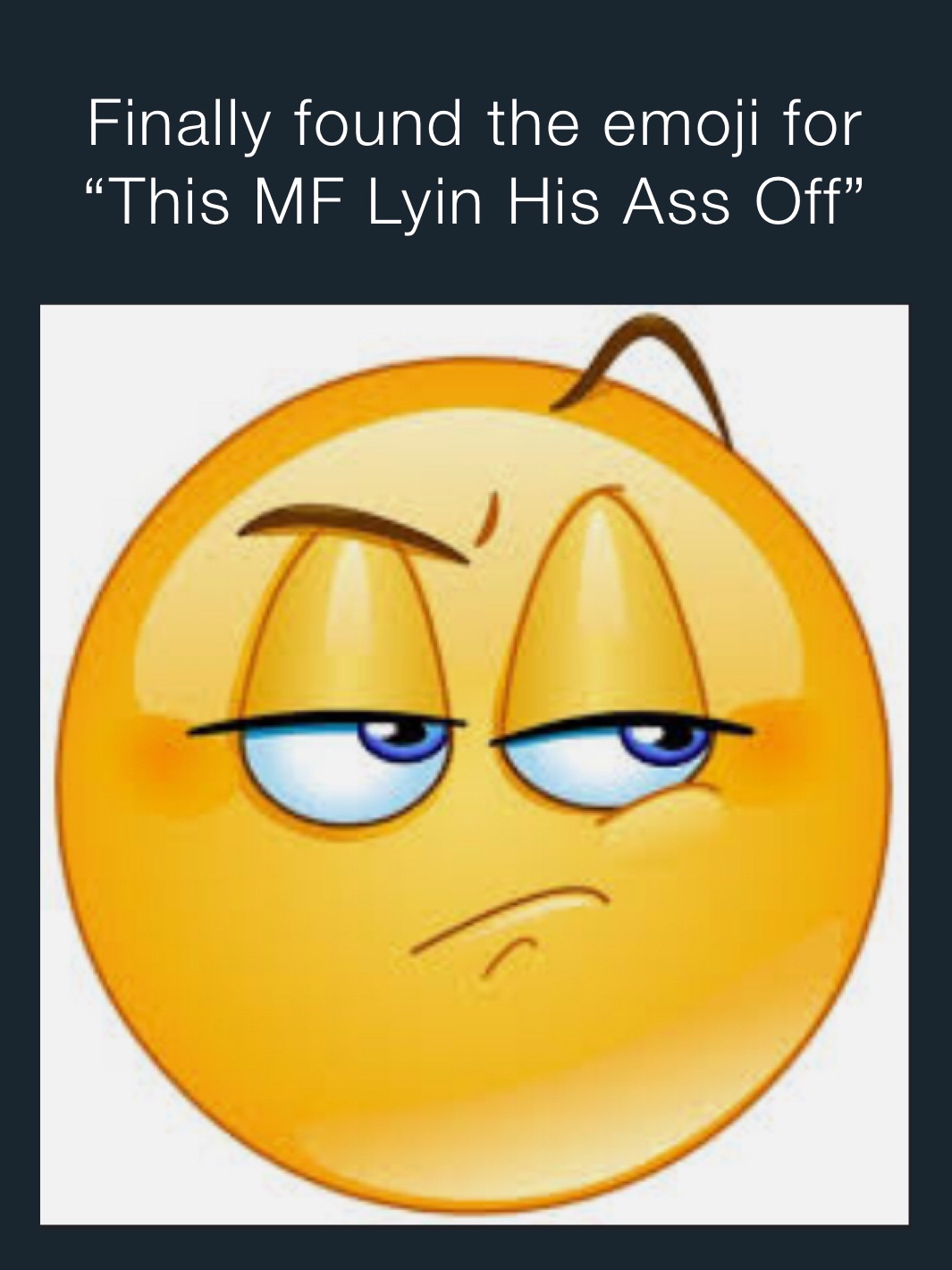 Finally found the emoji for “This MF Lyin His Ass Off”