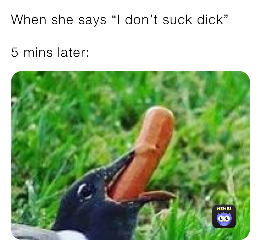 When she says “I don’t suck dick”

5 mins later: