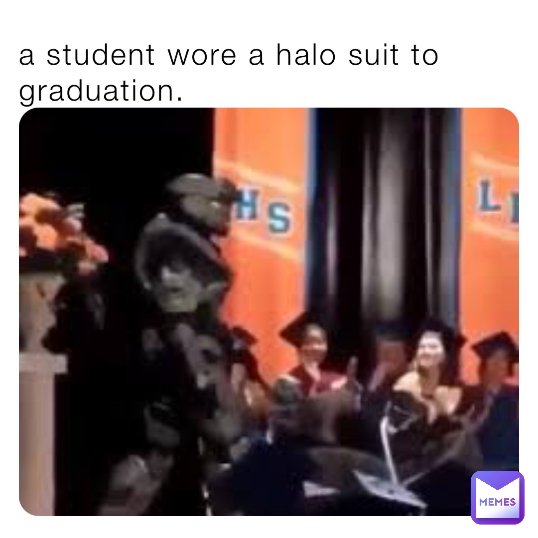 a student wore a halo suit to graduation.