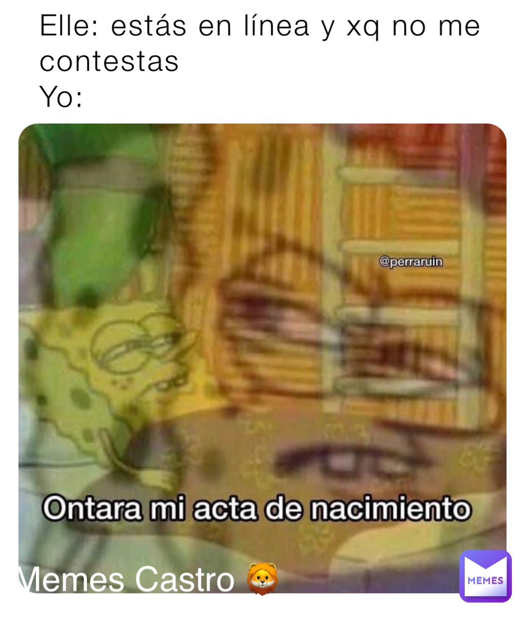 Elle: estás en línea y xq no me contestas
Yo: Memes Castro 🦁