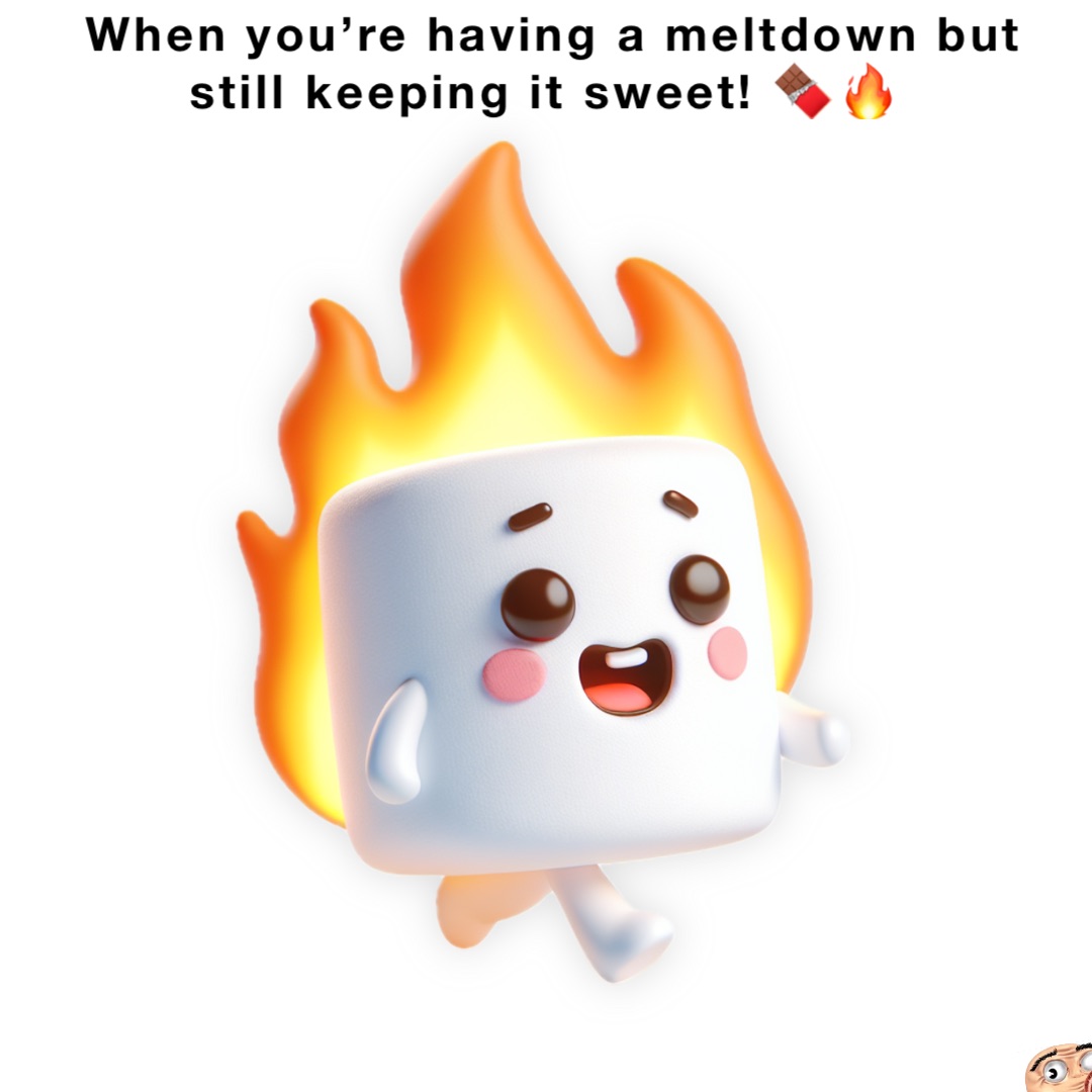 When you’re having a meltdown but still keeping it sweet! 🍫🔥