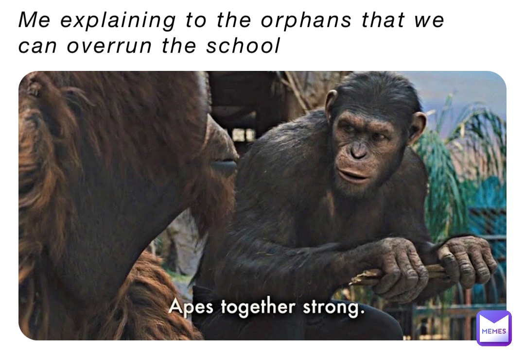 Me explaining to the orphans that we can overrun the school