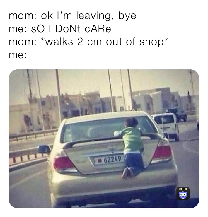 mom: ok I’m leaving, bye
me: sO I DoNt cARe
mom: *walks 2 cm out of shop*
me: