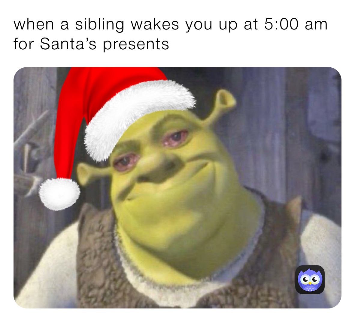 when a sibling wakes you up at 5:00 am for Santa’s presents 