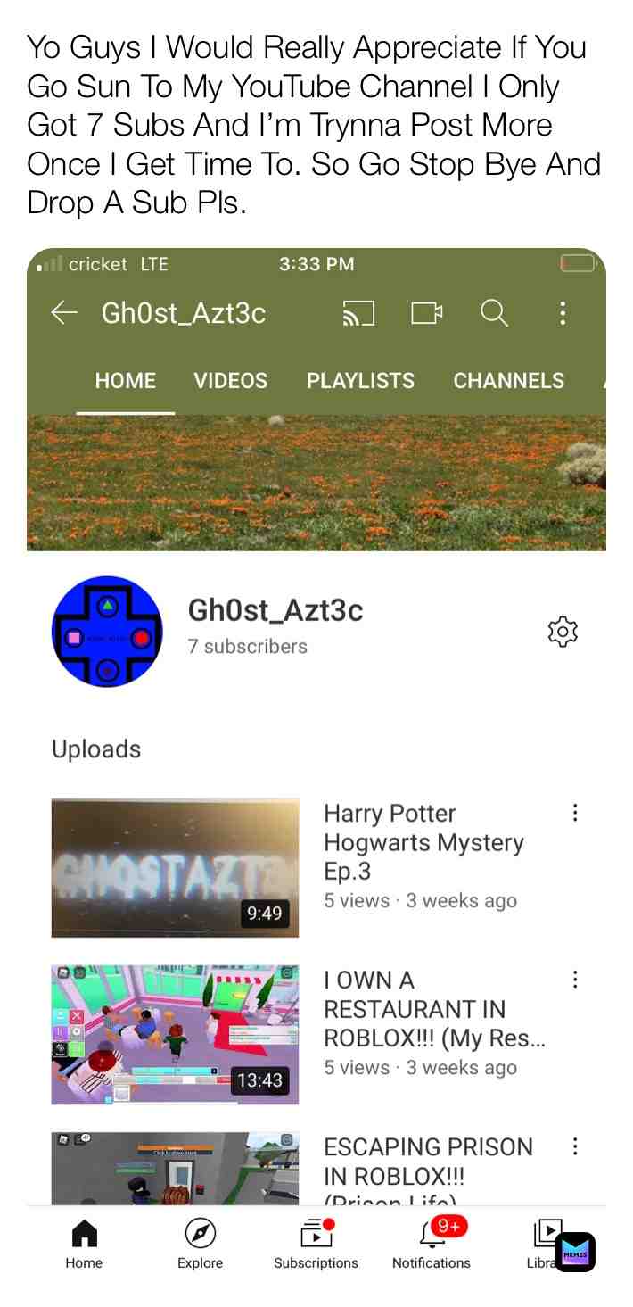 Pls Go Sun To My Channel I Would Really Appreciate It, Bye 👋🏻.