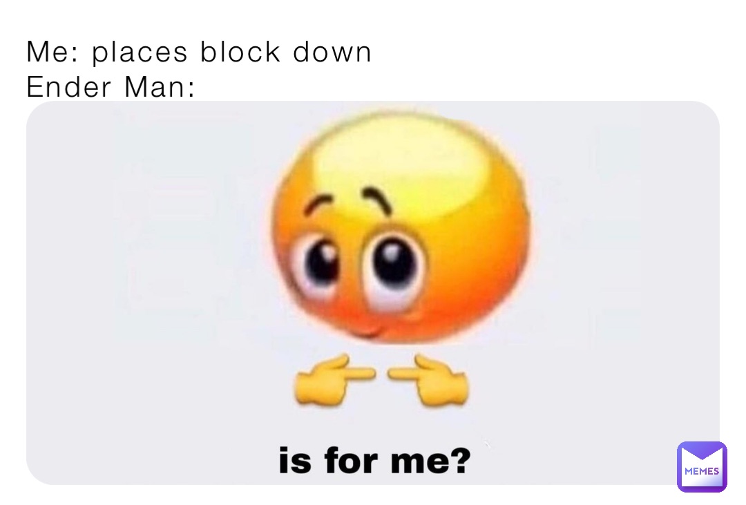 Me: places block down
Ender Man: