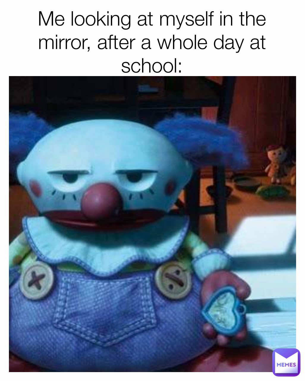 Me looking at myself in the mirror, after a whole day at school: