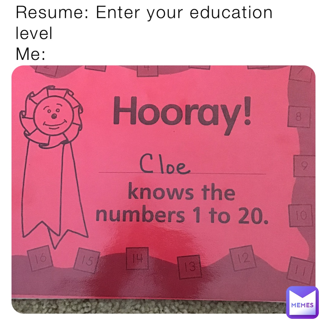 Resume: Enter your education level 
Me: