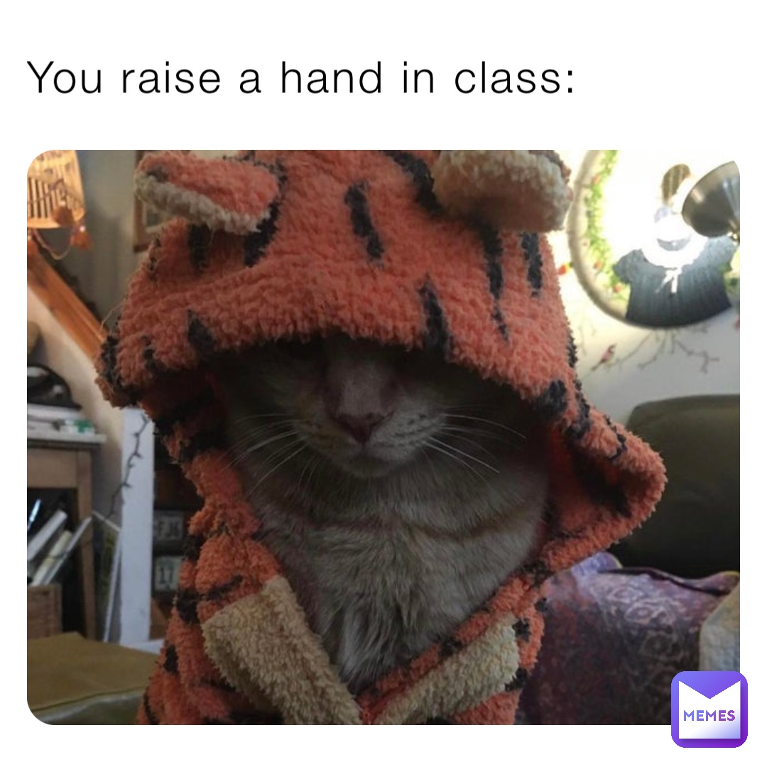 You raise a hand in class: