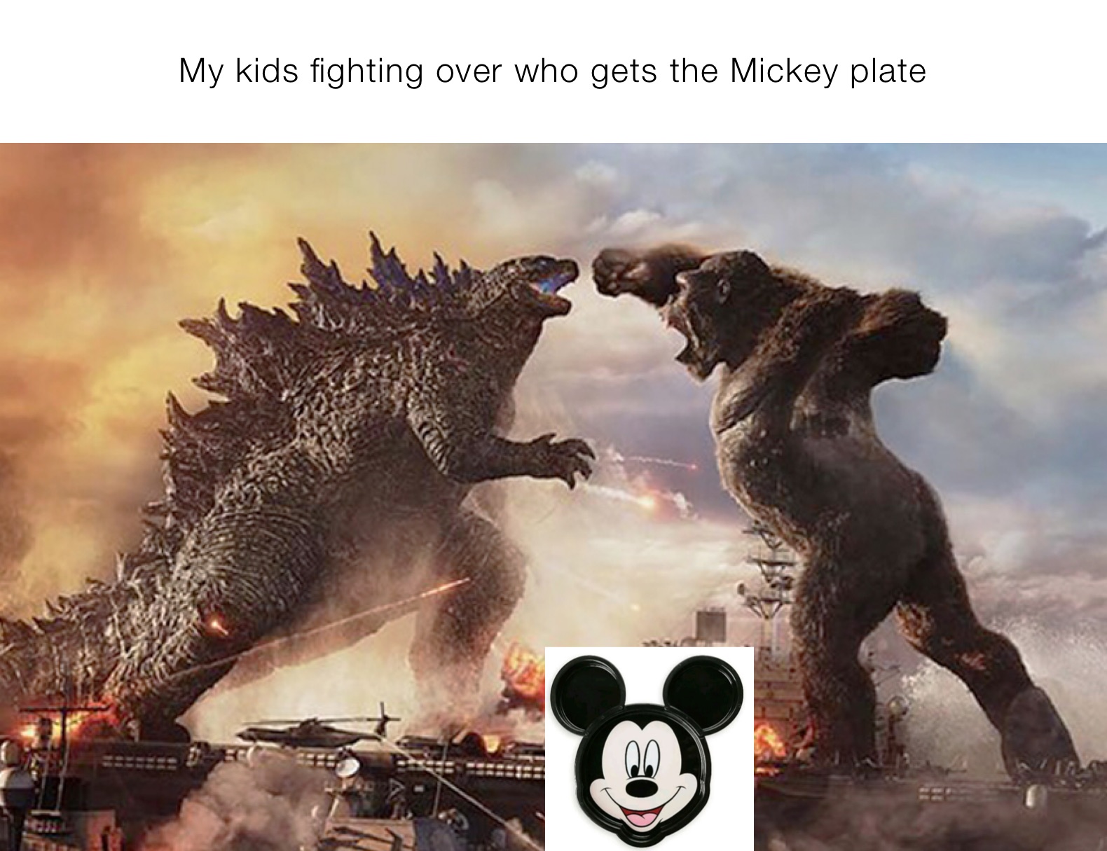 My kids fighting over who gets the Mickey plate