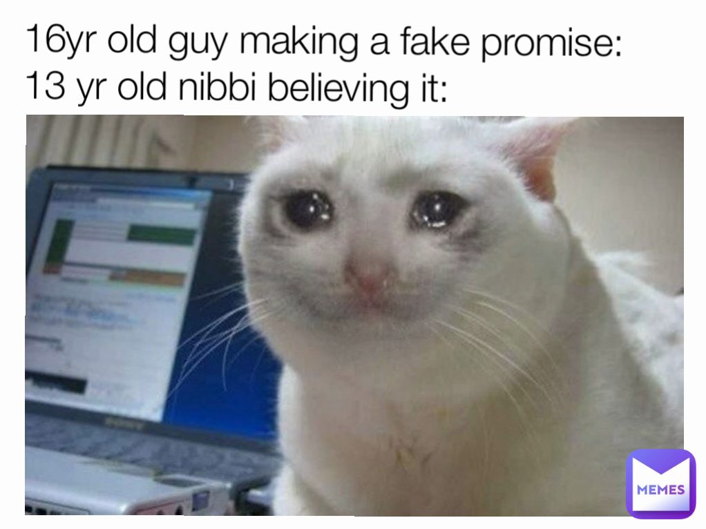 16yr old guy making a fake promise:
13 yr old nibbi believing it: