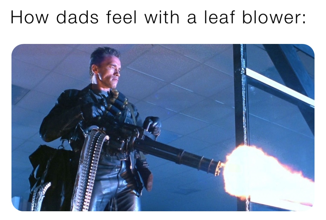 How dads feel with a leaf blower: