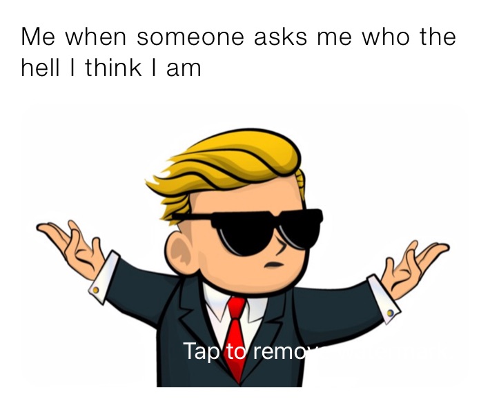 Me when someone asks me who the hell I think I am 