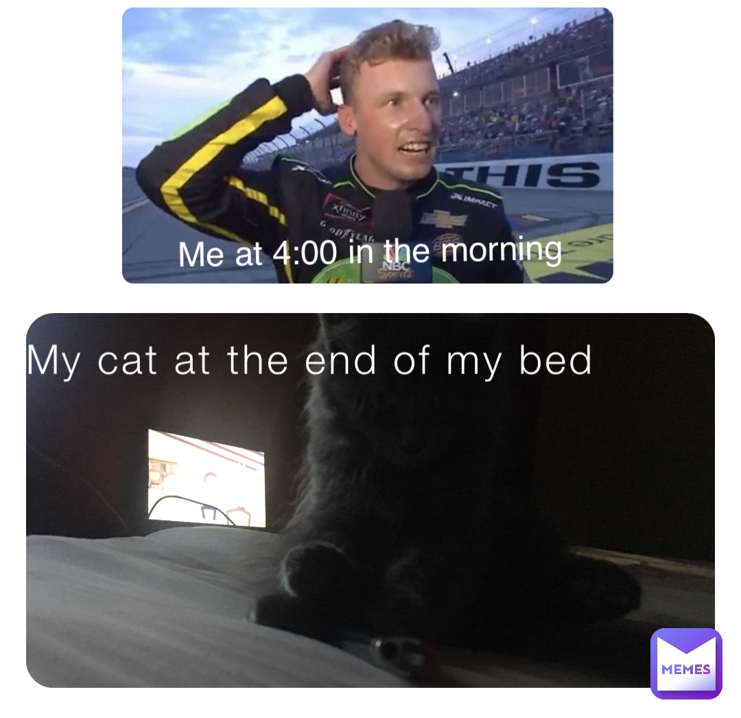 My cat at the end of my bed Me at 4:00 in the morning