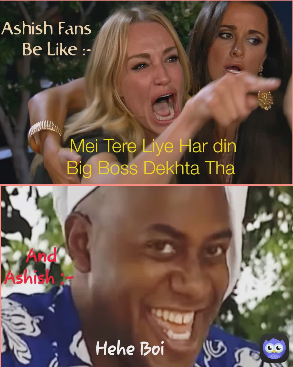 RiXx And Ashish :-  Hehe Boi Ashish Fans Be Like :- Mei Tere Liye Har din Big Boss Dekhta Tha 